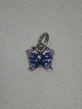 🦋 Brighton Silver Butterfly Charm in Blue and Pink Enamel - only 1 left!